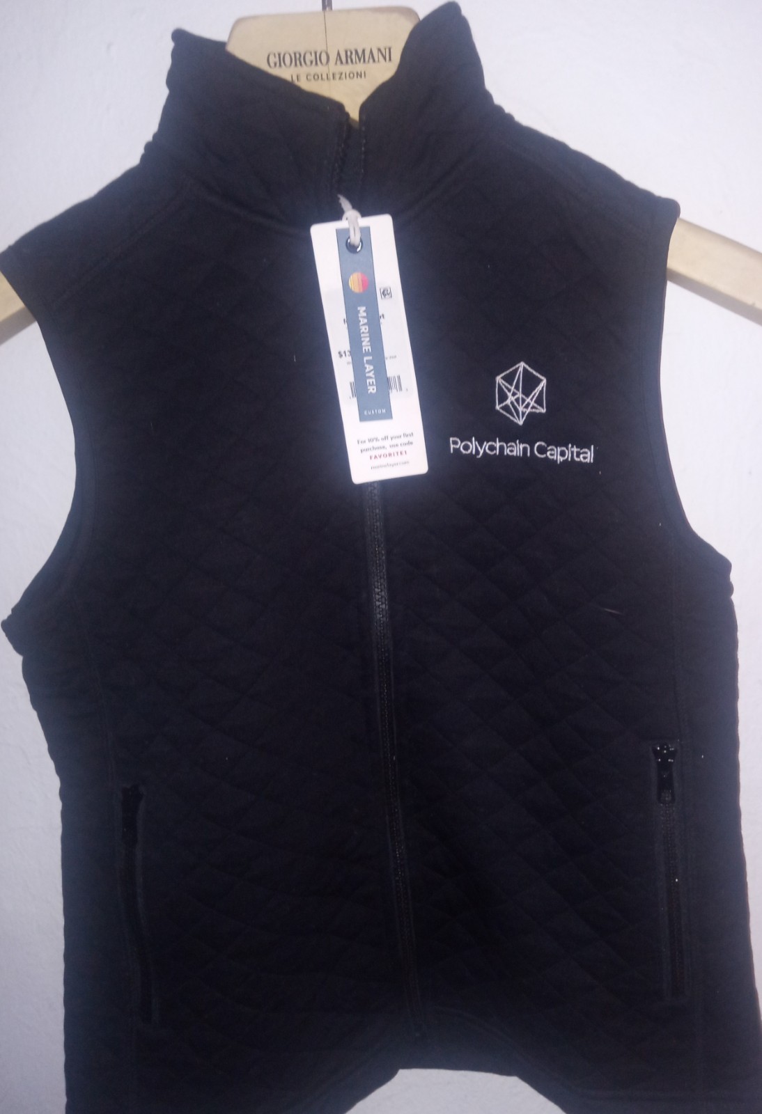 Marine Layer Women's Black Corbet Full Zip Quilted Vest  XS NWT