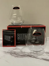 REIDEL PINOT/NEBBIOLO STEMLESS “O” WINE TUMBLER GLASSES SET OF TWO — NEW W/BOX