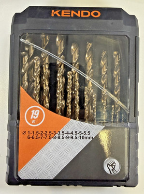 HSS Co Spiralbohrer Set Metall, Holz mit Schwerlastkoffer 1mm-10mm Bits 19-tlg.
