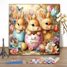 Paint by Numbers Kits for Adults Easter Bunny, Spring DIY Kits Crafts for Beginn