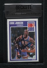 BAS 1989-90 Fleer Eddie Johnson #122 Beckett Auth Sticker Auto 3c7