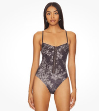 Intimately Free People Night Rhythm Bodysuit Chocolate size M Floral