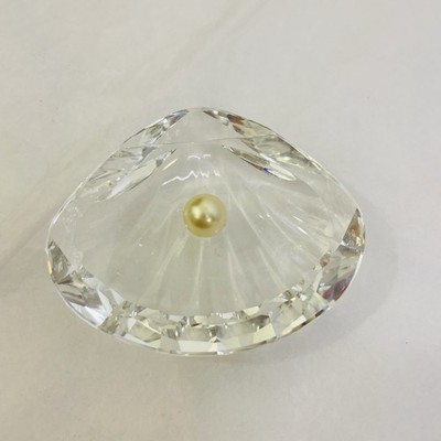 Signed Swarovski Crystal Oyster Shell with Pearl Oyster on the Half Shell VTG