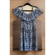 BCX Junior's Off The Shoulder Blue Dress Small Boho Mini Fairycore Prairie Y2K