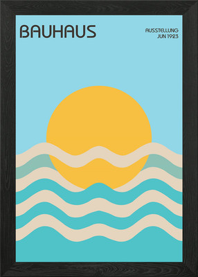 Bauhaus Sonne & Wellen Poster gerahmt Wandbild Poster Leinwanddruck Bild