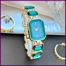 women's large section rhinestone chain rectangular color case rhinestone dial
