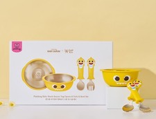 Pinkfong Baby Shark x Notban Premium Yugi Bronzeware Kids Spoon, Fork Bowl