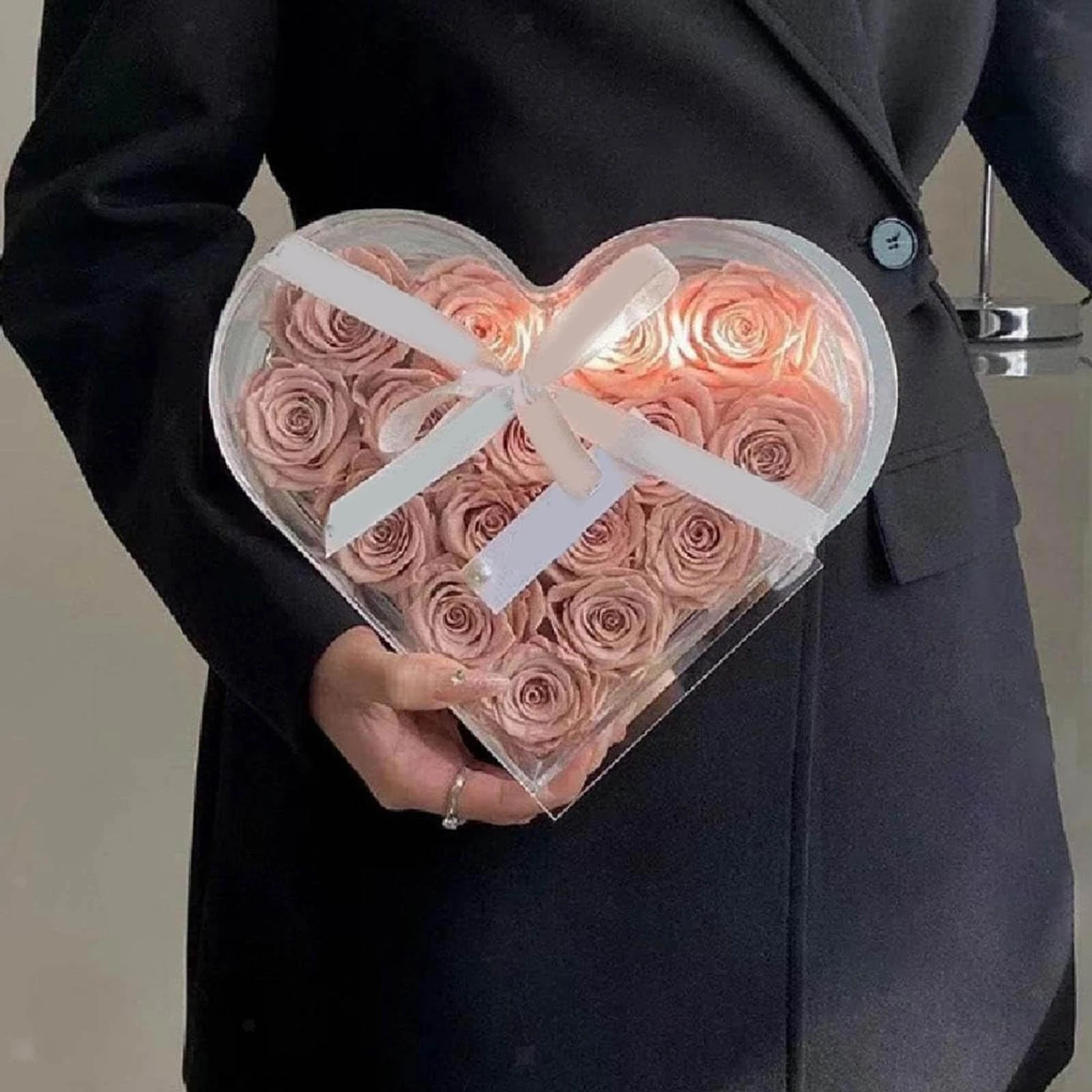 Flower Box Vase Heart Shape Photo Prop Decor Modern Decoration Container for