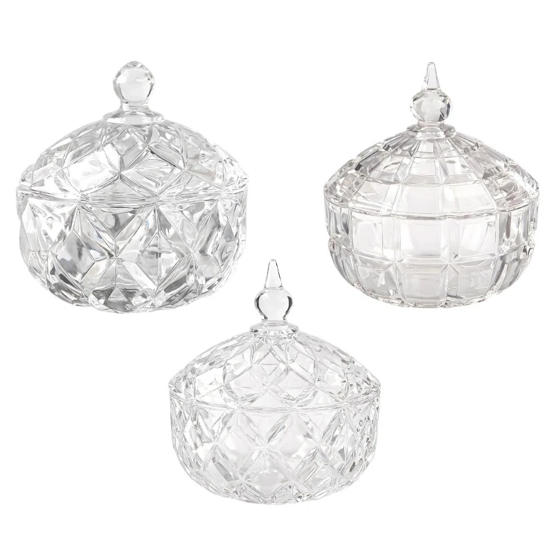 Glass Jar Covered Candy Dish For Storing Snacks Cookie And Small Decorative Item