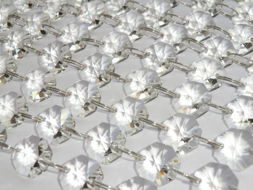 100 Chandelier Droplets Wedding Beads Cut Glass Crystals 2m Garland 14mm Crafts - Picture 8 of 72