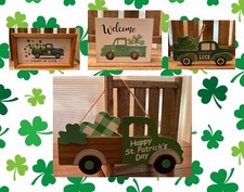 St. Patricks Day Shamrock Truck Decor Bundle, Farmhouse Happy St. Patrick s Day