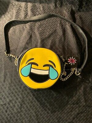 Olivia Miller LOL Smiley Face Yellow Emoji Crossbody Bag Gold Chain | eBay
