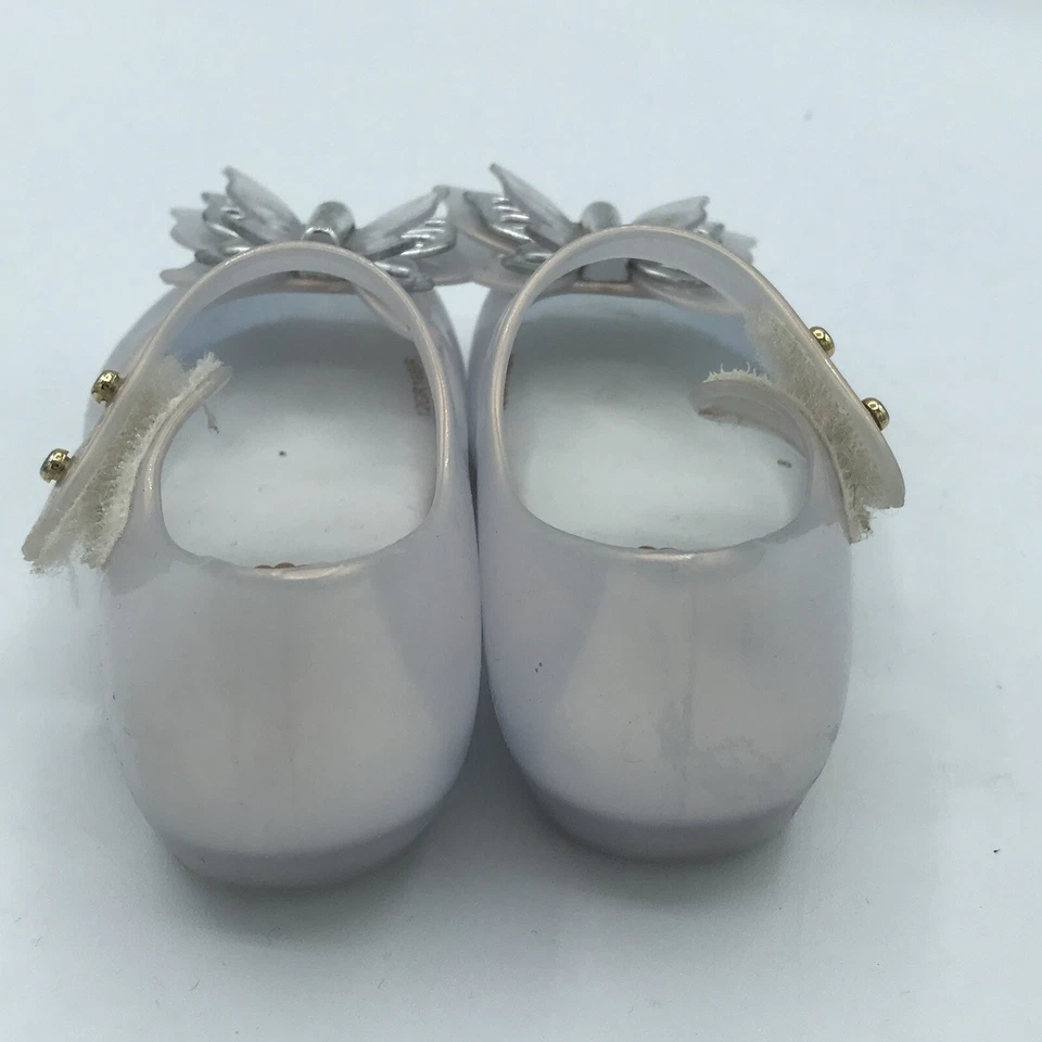 Mini Melissa Plata Mariposa Mary Jane Ultragirl Zapatos Talla 5 Niñas Pequeñas Usados en Excelente Condición Foto 4 de 4