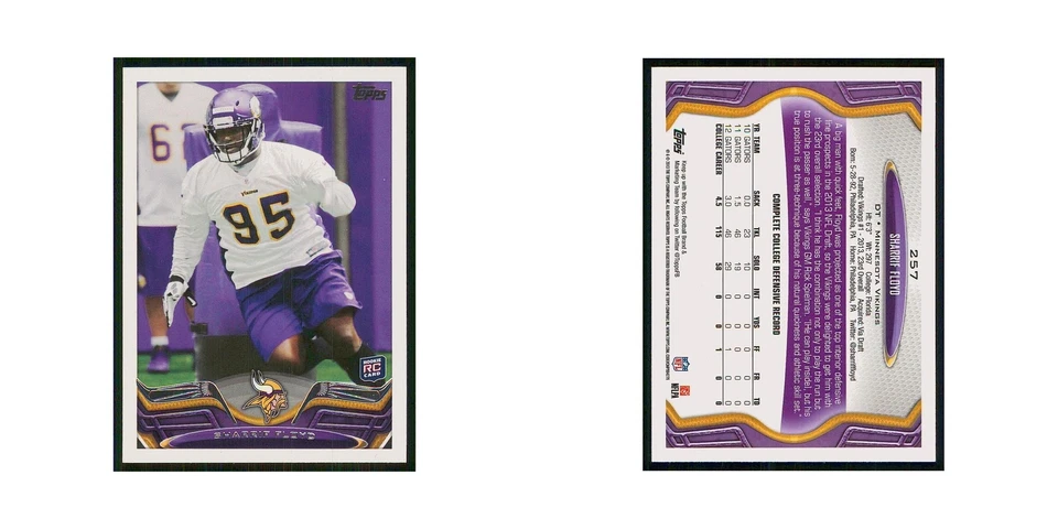 2013 Topps Sharrif Floyd RC Vikings #257 - Image 3 of 3
