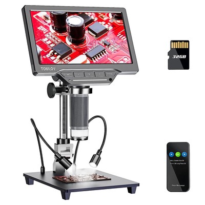 TOMLOV 7Zoll LCD Digitales Coin Mikroskop 1200x Vergrößerung Kabelfernbedienung