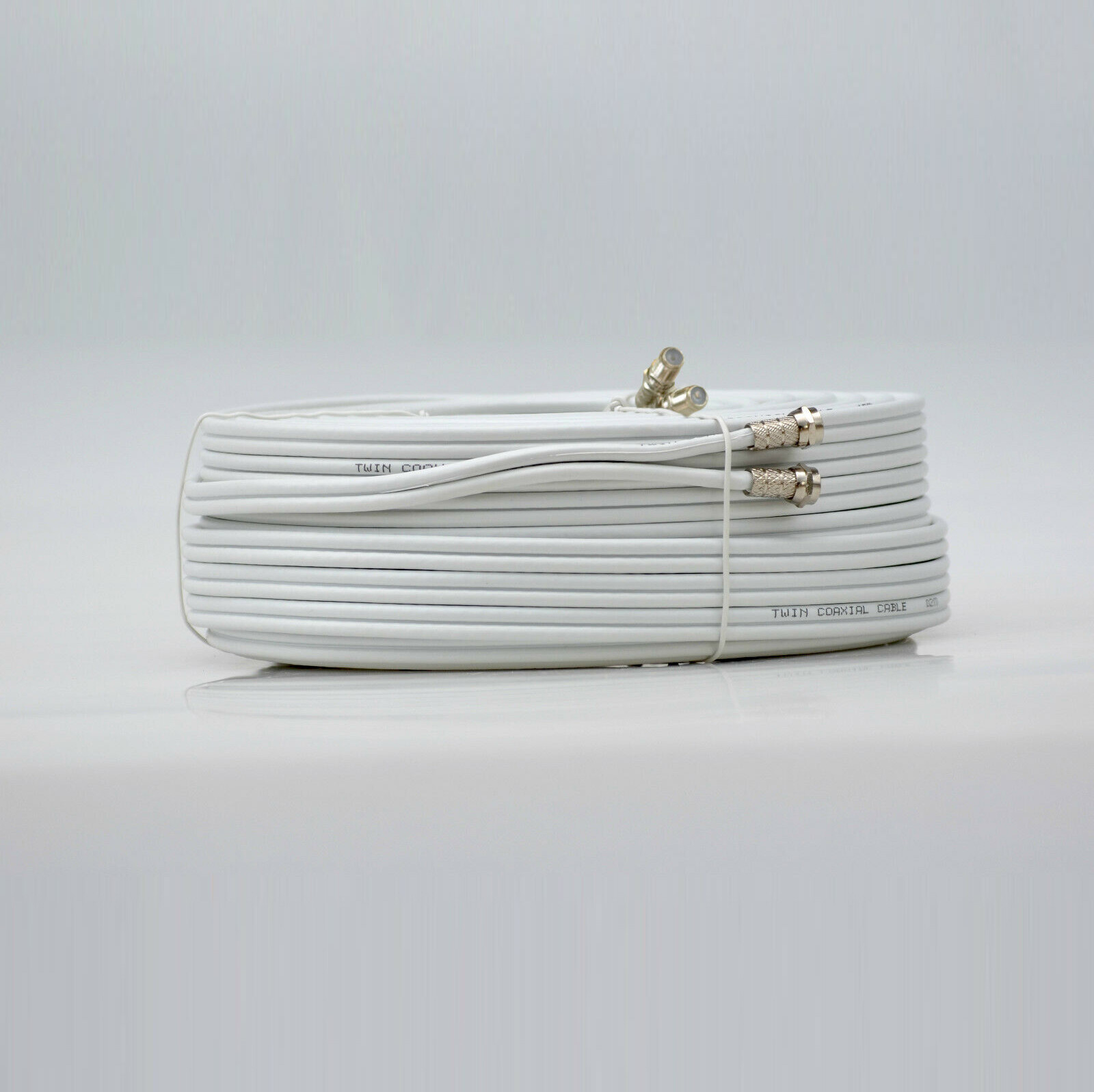 25m White Twin Satellite Shotgun Extension Coax Cable Fits Sky+ HD Freesat