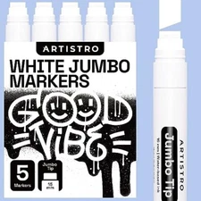  5 White Jumbo Markers Acryic Markers with 15mm Jumbo Felt Tip 5 Jumbo White