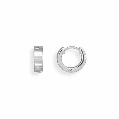 13 mm Klapp Huggies Sterling Silber Creolen klein eckig poliert