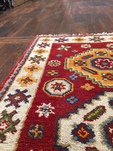 On Sale Hand Knotted Indo Kazak Oushak Geometric Area Rug Carpet 3x5ft,N3 - Picture 10 of 12