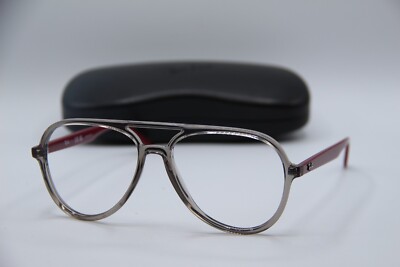 NEW RAY-BAN RB 4376V 8083 CLEAR GREY RED AUTHENTIC FRAMES EYEGLASSES 57-16