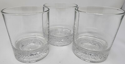 Set of 3 Vintage Crown Royal Embossed Bottom 8 oz. Whiskey Glasses