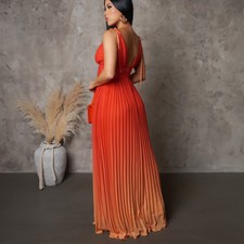 Women's Summer Casual Gradient Bohemian Spaghetti Strap Floral Maxi Long Dress