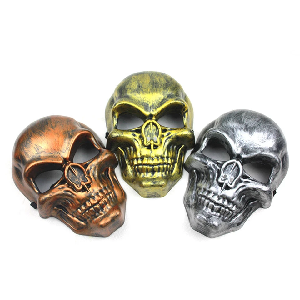 SKULL FACE MASK SKELETON WARRIOR COSPLAY MASQUERADE BURNISHED HALLOWEEN COSTUME - Image 2 of 2