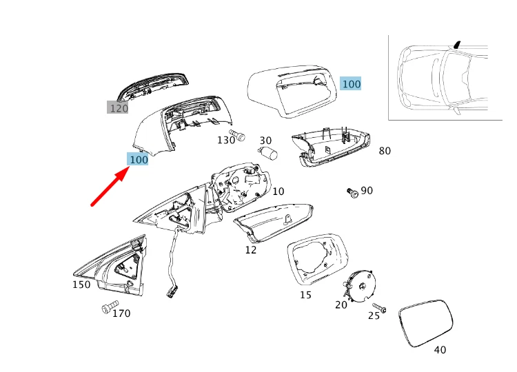 NEW MERCEDES-BENZ C W204 FRONT RIGHT DOOR MIRROR COVER  