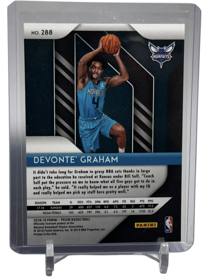 2018-19 Panini Prizm Devonte' Graham Charlotte Hornets Rookie RC Card #288 - Image 2 of 4