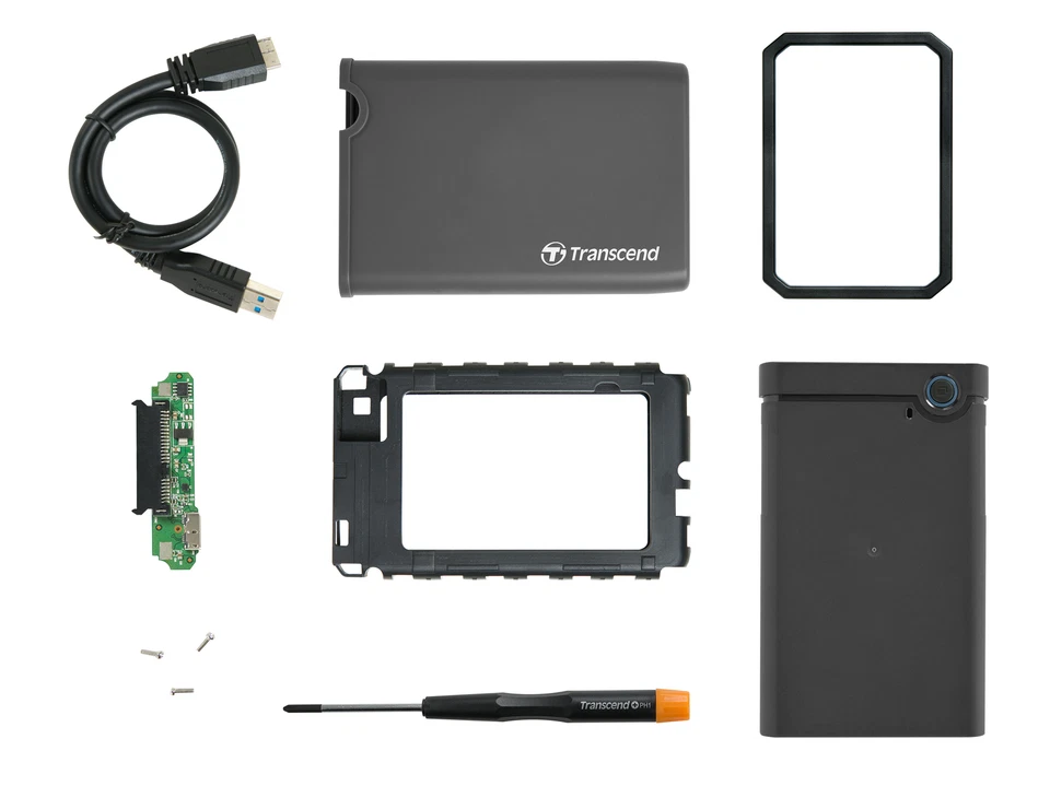 Transcend StoreJet 25CK3 2,5-Zoll-SATA-up USB 3.1 SSD- und HDD-Gehäuse-Kit - Bild 3 von 4