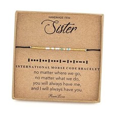 Sister Morse Code Beaded Bracelet Sister Birthday Gifts from Sister Long