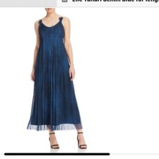 Elie Tahari Denim Blue Empire Waist Pleated Maxi Dress SZ 4 MSRP $528.00