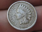 1860 Copper Nickel Indian Head Cent Penny- Pointed Bust, Good/VG Details