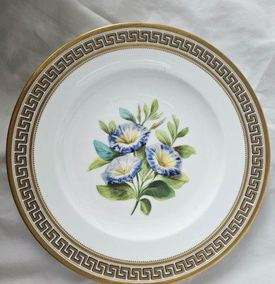 ATEMBERAUBENDER ANTIKER BOTANISCHER ANTIKER TELLER (H) 19. JAHRHUNDERT, EVTL. MINTON