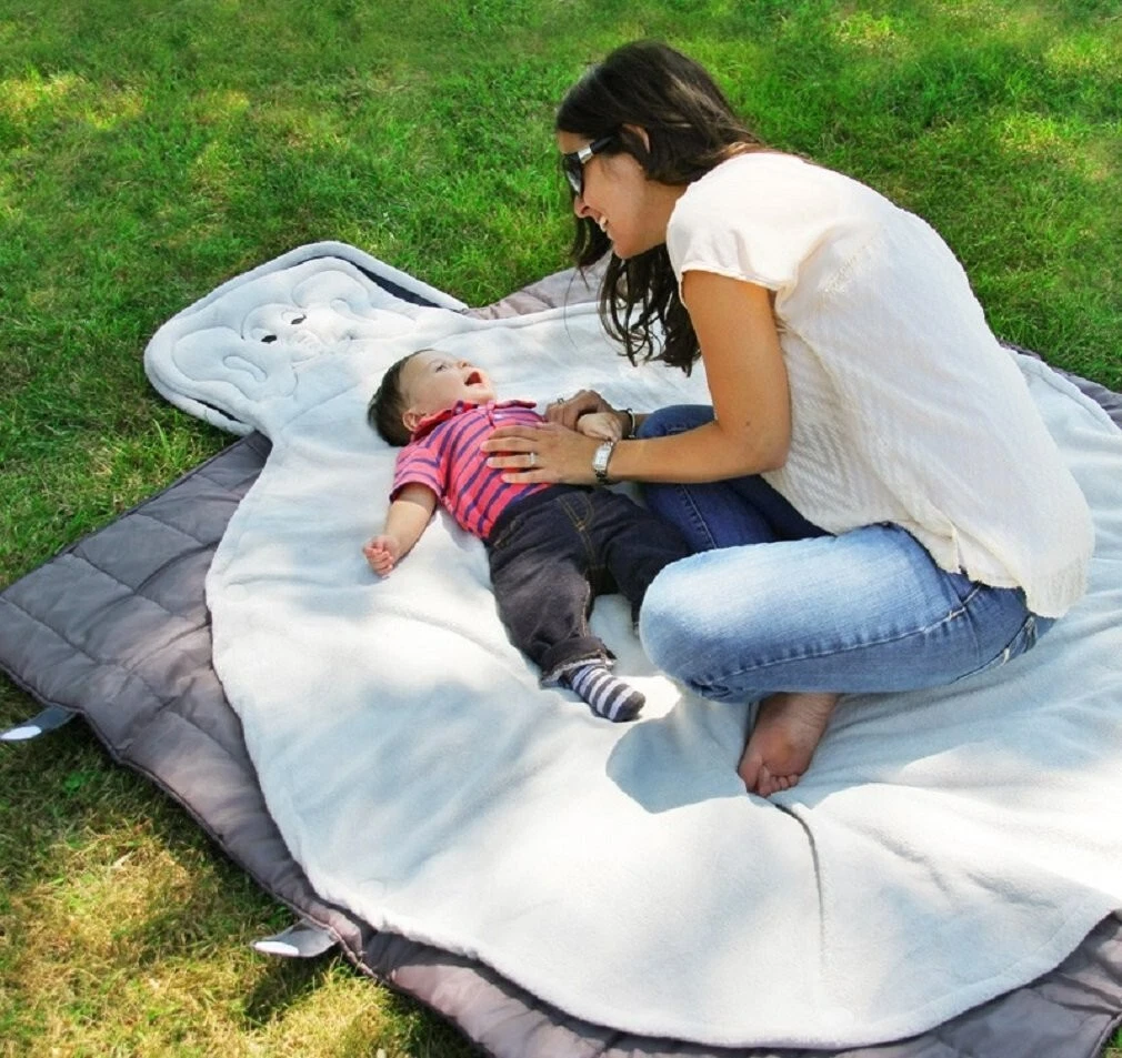 Bundle Blanket Indoor/Outdoor 2-Piece Portable Nap and Play Mat, Elephant