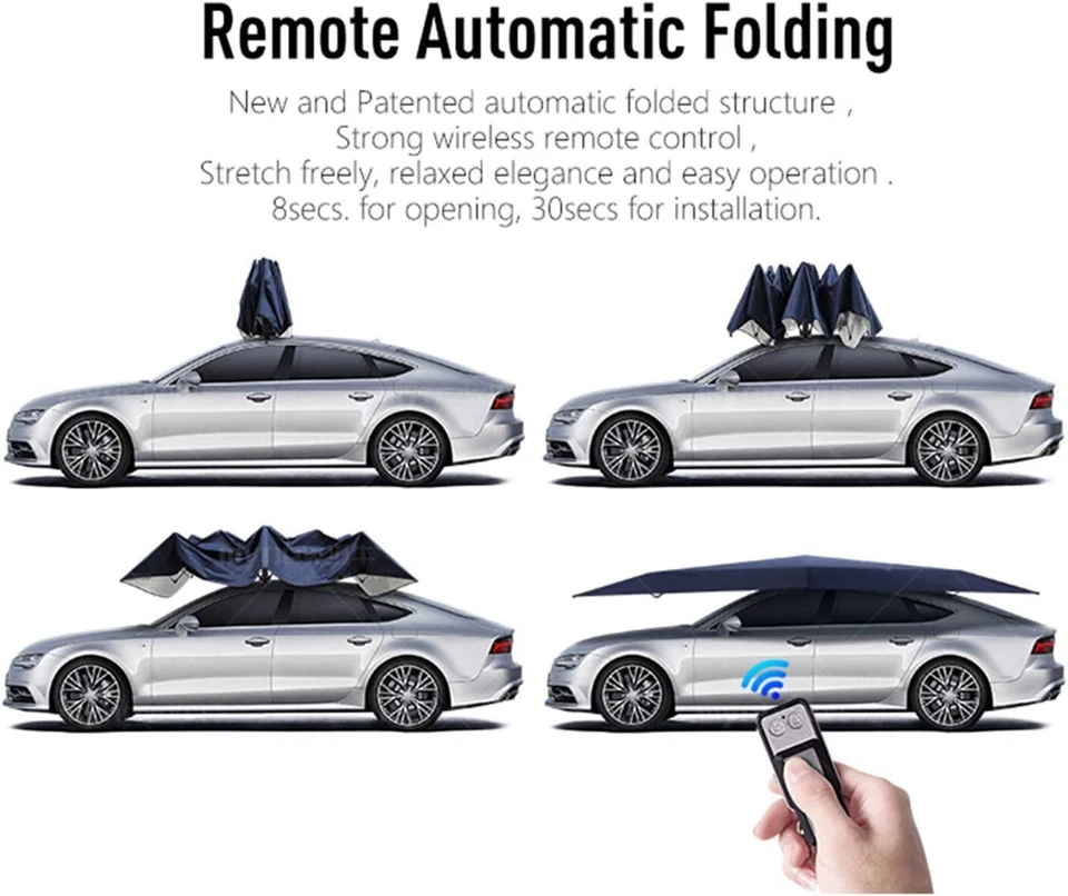 Paraguas de coche totalmente automático 4,2 M cubierta de techo control remoto anti-UV parasol Foto 2 de 4