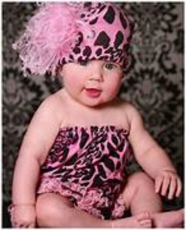 pink leopard with pink curly marabou hat & pipette set