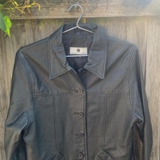The Outer Edge Leather Jacket Button Up Size S
