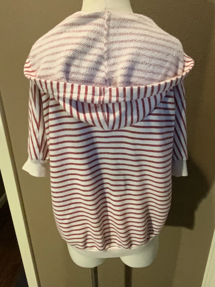 Espléndida Sudadera con Capucha de Algodón Playa Costera a Rayas con Mangas Cortas Dolman Foto 2 de 4