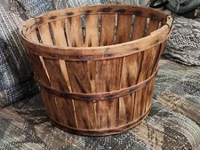 Antique Primative Apple Bushel Basket 18" Wide 12" Deep