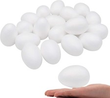 40 Pack 2.75 Inch White Craft Foam Eggs Smooth for Easter Christmas Halloween