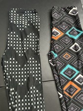 lularoe leggings os, NWOT, Black Multicolor 2 Pairs, Free Shipping