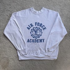 True Vintage 80s Air Force Academy Men  s White Sweatshirt USA Sz L
