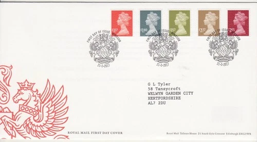 GB Stamps First Day Cover Machin Definitive high values £1.17 to £2.55 SHS 2017