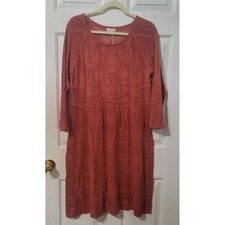Sundance Crochet Pointelle Knit Dress XL P Rust Orange Silk Blend Wedding Guest