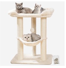 Happi N Pets 28" Deluxe Cat Tree Tower - Spacious Bed, Sisal Scratcher, Cozy