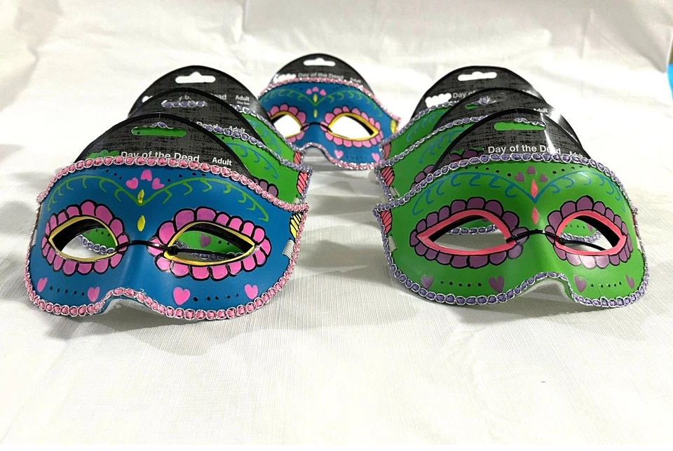 Adult Day of The Dead Masks, Set of 7 - Image 2 of 2