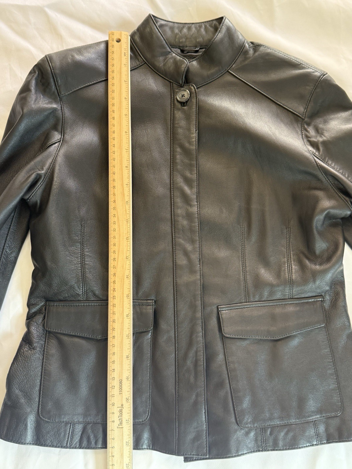 Mossimo Black Leather Jacket Button Down Size Med… - image 10