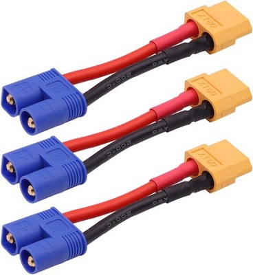 3PCS Male EC3 Plug to Female XT60 Plug Connector Adapter Cable Compatible