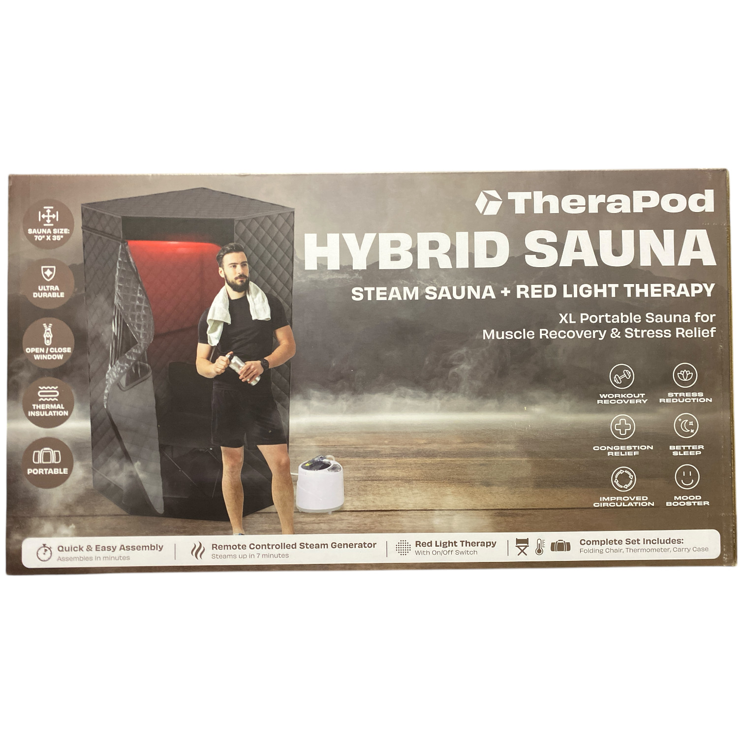 Therapod Portable Steam Sauna with Red Light Therapy 77 x 35 110F Max Temp 34490₽